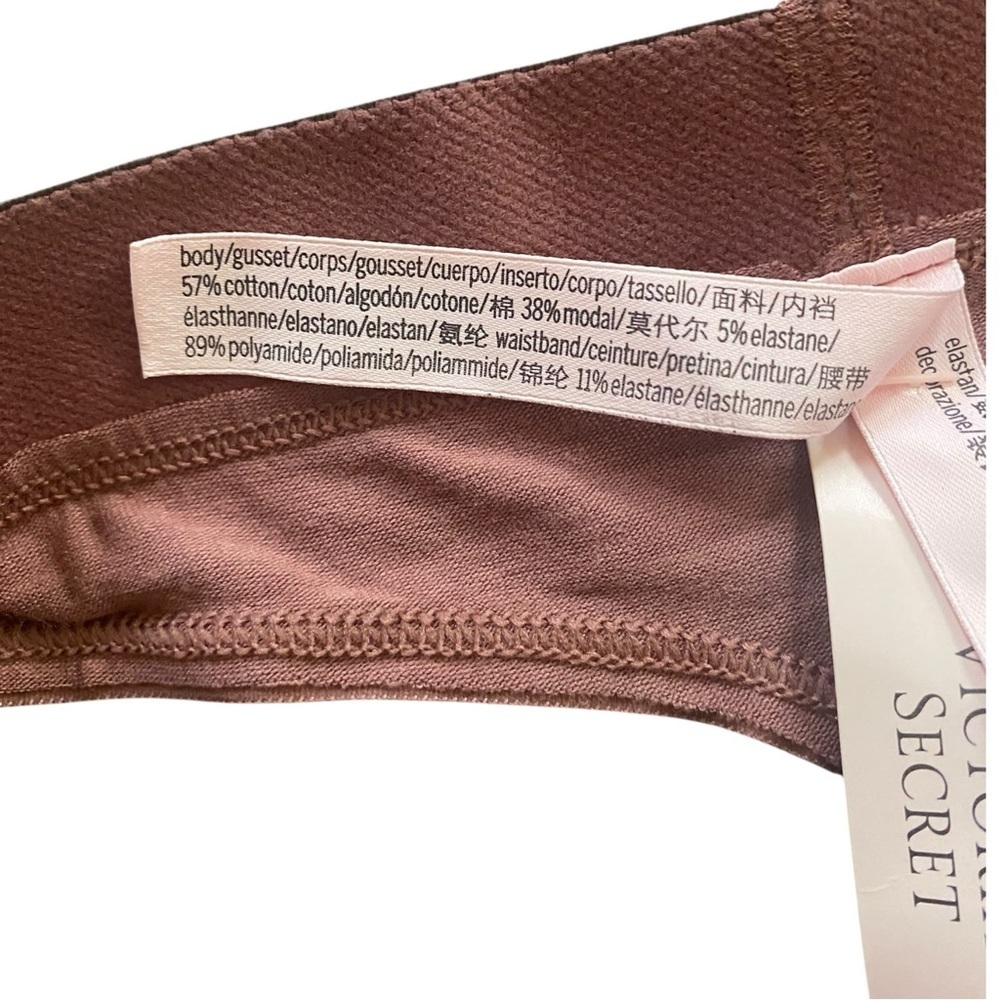 Victoria’s Secret Vintage Rose Pink Logo Shine Rhinestone Cotton Thong Panty NEW - Picture 5 of 5